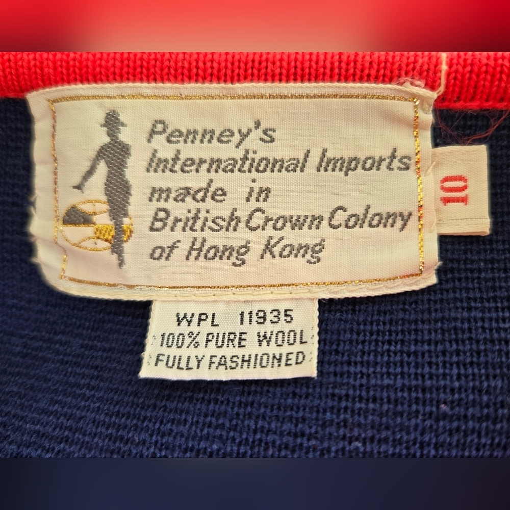 Vintage Penny's Wool Navy Blue Women's Jacket with Red Trim EUC - Picture 2 of 5